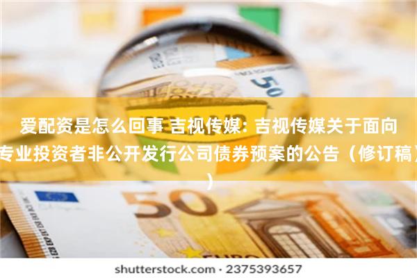 爱配资是怎么回事 吉视传媒: 吉视传媒关于面向专业投资者非公开发行公司债券预案的公告(修订稿)